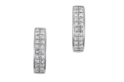 Lot 2234 - A Pair of 18 Carat White Gold Diamond Hoop...