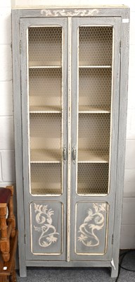 Lot 1558 - A Modern Blue Painted Pantry Cupboard, fitted...