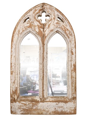 Lot 1560 - A Painted Gothic-Style Mirror, 70cm by 121cm