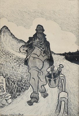 Lot 1195 - Ossian Elgström (1883-1950) Rustic figure on a...