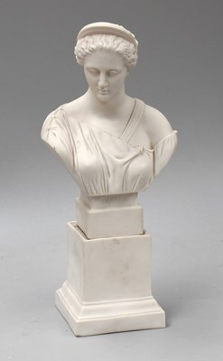 Lot 89 - A Parian Bust of Diana, 19th century, titled...