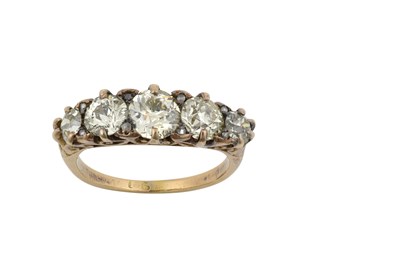 Lot 2263 - A Diamond Five Stone Ring the graduated old...