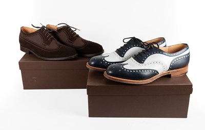 Lot A Pair of Men's Church's Dark Brown Suede and...