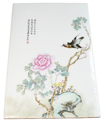 Lot 1168 - A Chinese Porcelain Rectangular Plaque,...