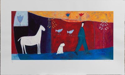 Lot 1112 - Annora Spence (b.1963) "White Horse" Signed,...