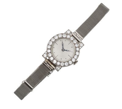 Lot 2225 - A Lady's Platinum Diamond Wristwatch, 1930's...