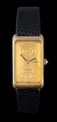 Lot 2380 - Corum: An 18 Carat Gold Ingot Wristwatch,...