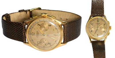 Lot 294 - An 18 Carat Gold Chronograph Wristwatch, circa...