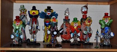 Lot 384 - Thirteen glass clowns