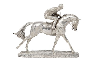 Lot 2184 - An Elizabeth II Silver Covered Model of a Horse and Jockey