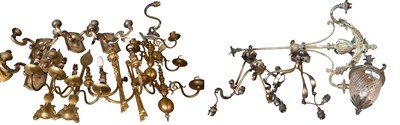 Lot 204 - A Set of Four Brass Twin Light Wall Sconces,...