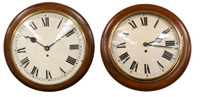 Lot 1473 - A Mahogany 12" Dial Wall Timepiece, painted...