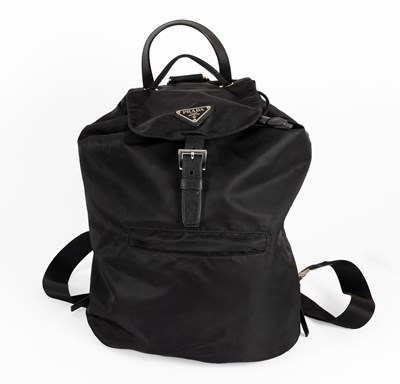 Lot 1002 - A Prada Black Nylon Backpack, with...