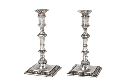 Lot 2017 - A Pair of George III Silver Taper-Candlesticks