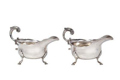 Lot 2007 - A Pair of George II Silver Sauceboats