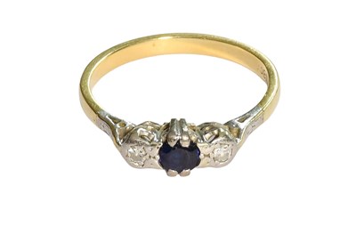 Lot 301 - A Sapphire and Diamond Three Stone Ring, the...