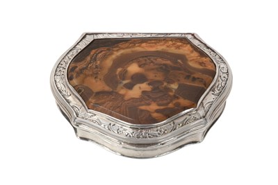Lot 2062 - A George II Silver-Mounted Hardstone Snuff-Box