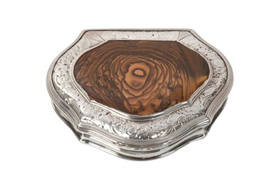 Lot 2061 - A George II Silver-Mounted Hardstone Snuff-Box
