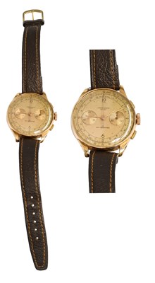 Lot 367 - An 18 Carat Gold Chronograph Wristwatch, circa...