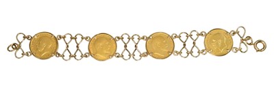 Lot 354 - A Sovereign Bracelet, the four sovereigns...
