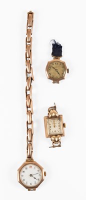 Lot 169 - A Lady's 9 Carat Gold Enamel Dial Wristwatch,...