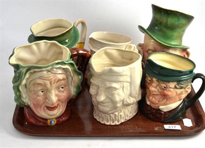 Lot 417 - Three large Beswick character jugs, two large unglazed Royal Doulton character jugs and another (6)