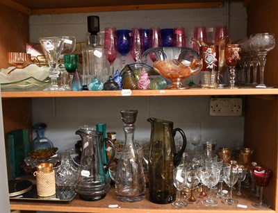 Lot 194 - Two Shelves of Decorative Glassware, including...