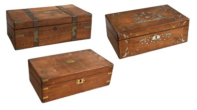 Lot 108 - Three 19th Century Brass Bound Writing Slopes,...