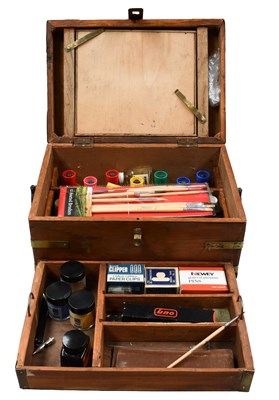 Lot 55 - A Brass Bound Artists Box, with contents