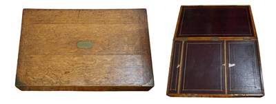Lot 1512 - An Early 20th Century Brass Bound Oak Desk Top...