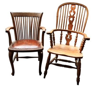 Lot 1519 - A 19th Century Oak Windson Chair, together...