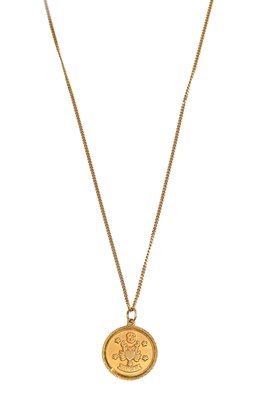 Lot 366 - A 9 Carat Gold Cancer Pendant on A 9 Carat...