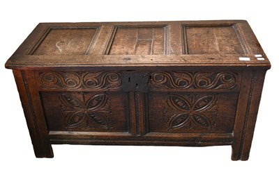 Lot 1552 - An 18th Century Oak Coffer, 101cm by 41cm by 50cm