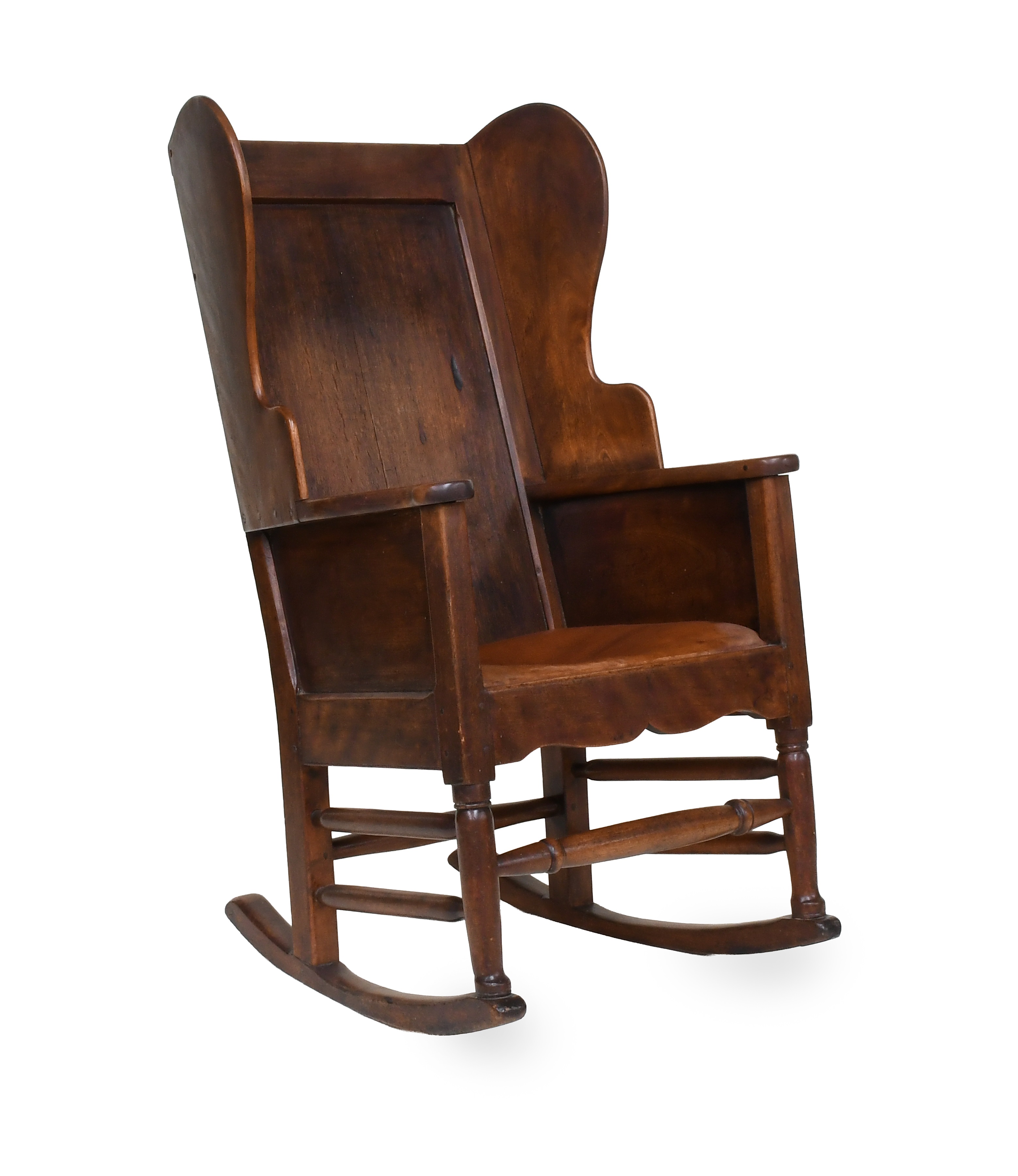 Lot 459 - A George III Oak Wing-Back Rocking/Lambing