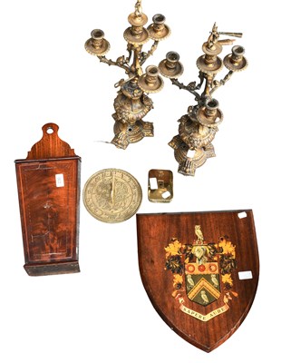 Lot 230 - A Pair of Gilt Bronze Three Light Candelabra,...
