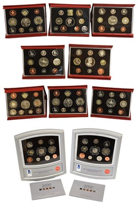Lot 242 - 10x UK Proof Sets, comprising: 1999 deluxe,...