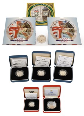 Lot 363 - Assorted UK Silver Proof Coins, to include: 2x...