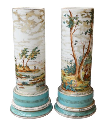 Lot 252 - A Pair of Baccarat Style Enamelled Opaque...