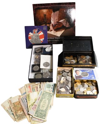 Lot 31 - Mixed British and World Coins and Banknotes; a...