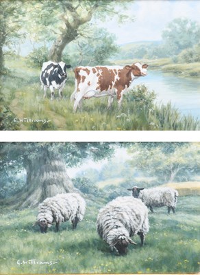 Lot 1207 - G William (19th/20th Century) Sheep grazing in...