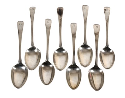 Lot 128 - A Matched Set of Eight George III Silver Table-...
