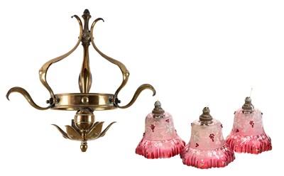 Lot 706 - An Arts & Crafts Brass Ceiling Light, circa...