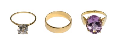 Lot 363 - A Cubic Zirconia Solitaire Ring, finger size S;...