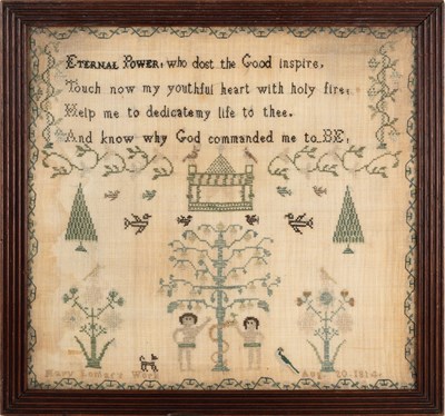Lot 2051 - Adam & Eve Sampler Worked by Mary Lomar,...