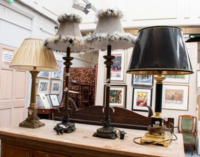 Lot 1523 - A Pair of Reproduction Reeded Column Table...