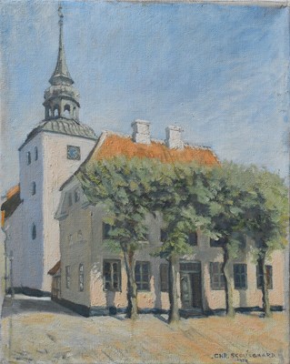 Lot 1249 - Chr. Skousgaard (20th Century) Clock tower in...