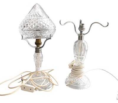 Lot 141 - Two Cut Glass Mushroom Lamps, one lacking...