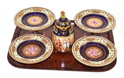 Lot 455 - A set of four Aynsley tazzae and a Vienna lidded jug