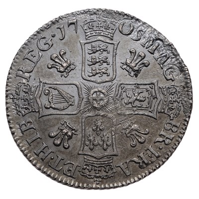 Lot 52 - Anne, Shilling 1705, second bust, plumes in...