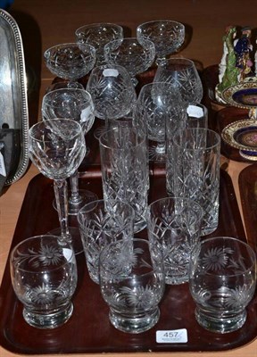 Lot 457 - A Waterford cut glass part table service of fourteen pieces, three lemonade glasses and a pair...